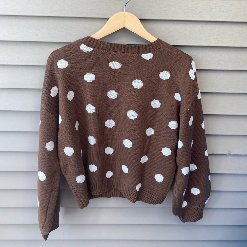 🌈 Blu Pepper Button Up Polka Dot Cardigan Sweater - Women’s Size L - Picture 8 of 8